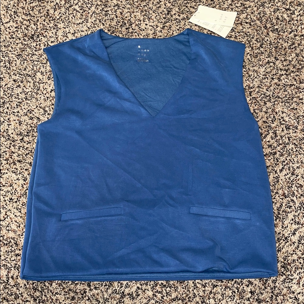 a new day Cashmere Like Soft Beautiful Blue Blazer Vest  Tank Var Sizes | NWT - Picture 2 of 6